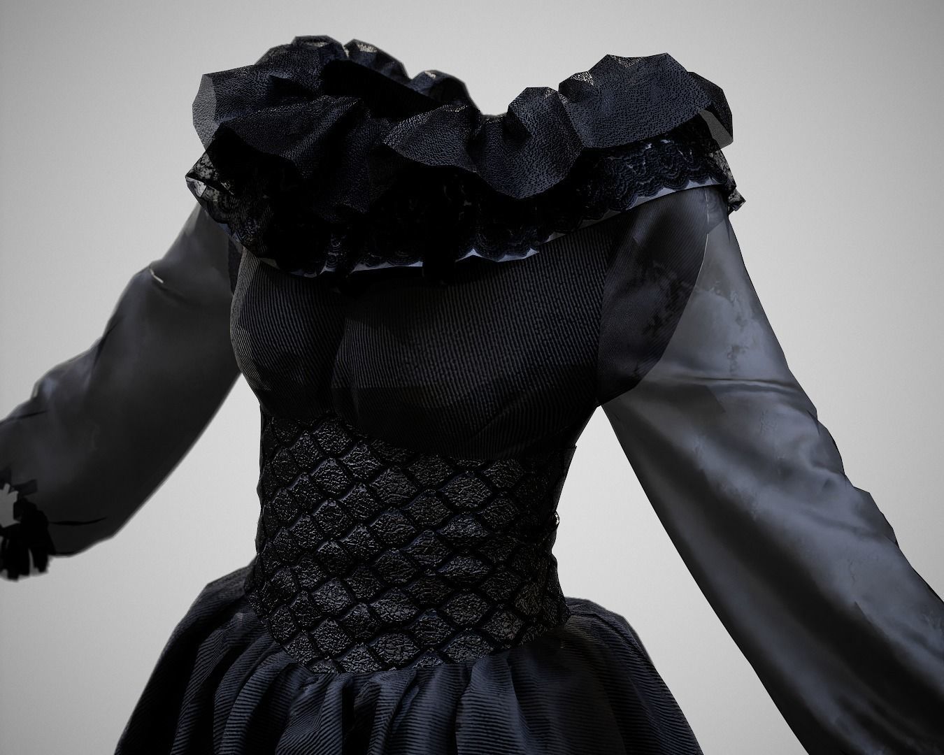 4 Dresses-low poly models-game ready Low-poly 3D model_4