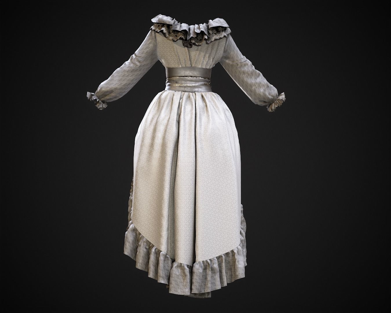 4 Dresses-low poly models-game ready Low-poly 3D model_16