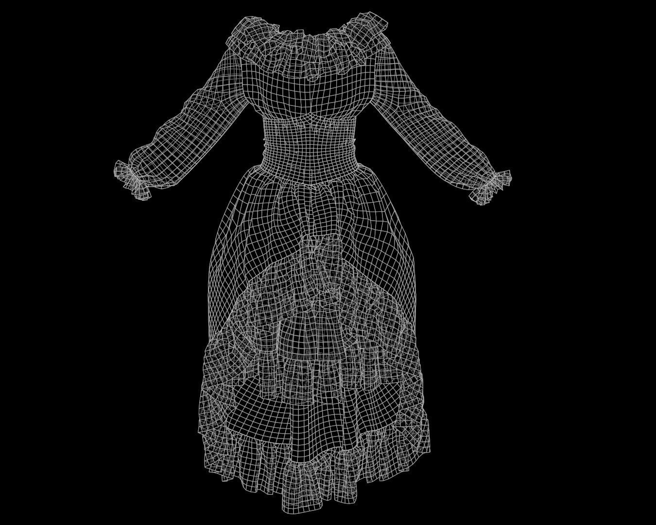 4 Dresses-low poly models-game ready Low-poly 3D model_21