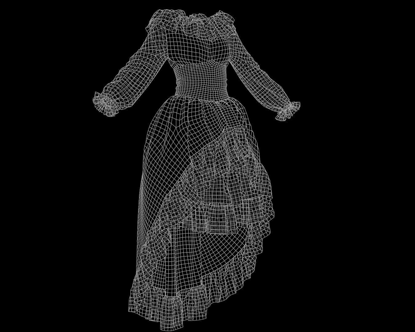 4 Dresses-low poly models-game ready Low-poly 3D model_22