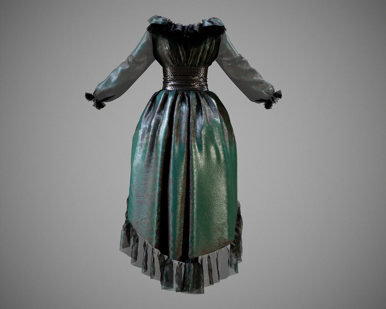 4 Dresses-low poly models-game ready Low-poly 3D model_14