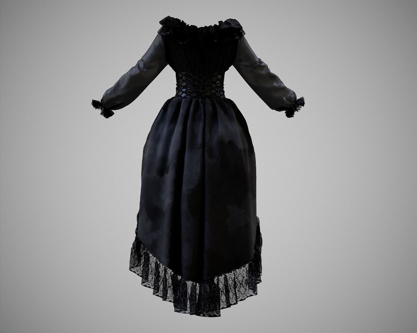 4 Dresses-low poly models-game ready Low-poly 3D model_15