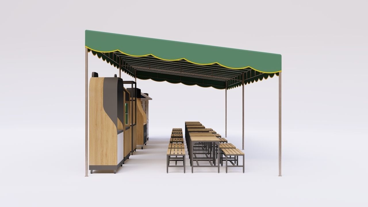 Conventional Tent Food Stall 3D model_2