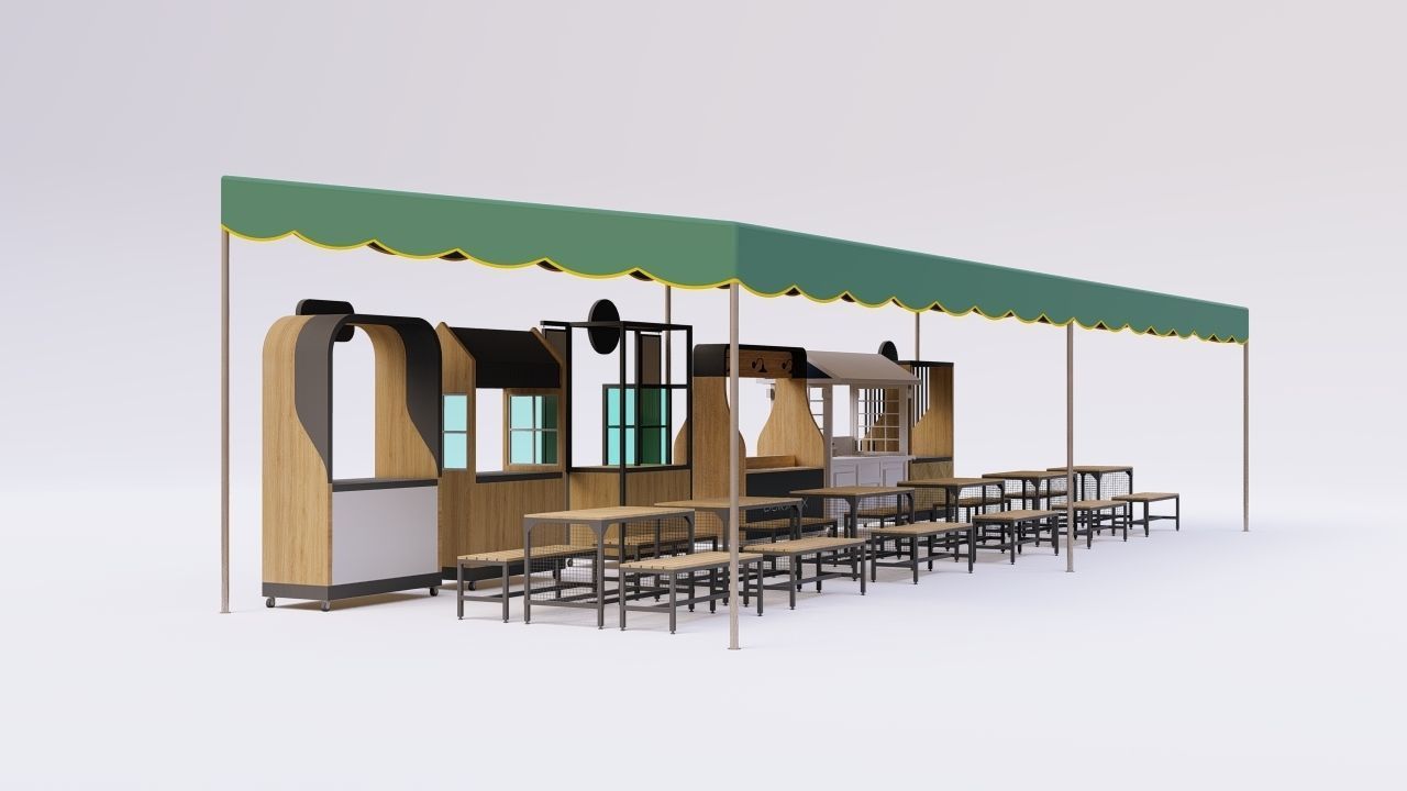 Conventional Tent Food Stall 3D model_3