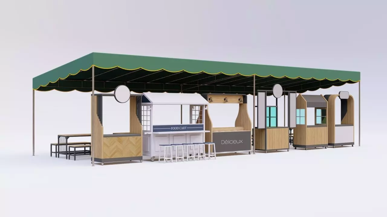 Conventional Tent Food Stall 3D model_0