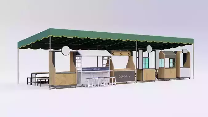 Conventional Tent Food Stall 3D model
