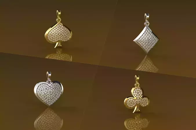 Set Naipe - Jewelry 3D - 4 Moldes