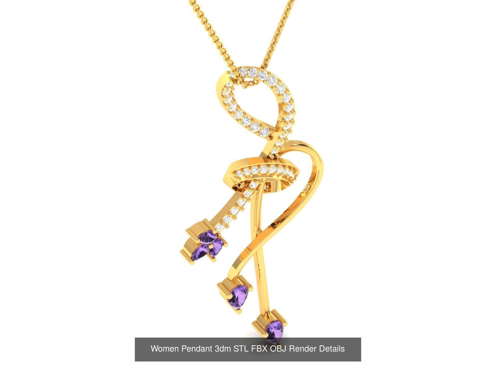 59 Women Pendant 3dm STL OBJ FBX Render Detail Bulk Collection _26