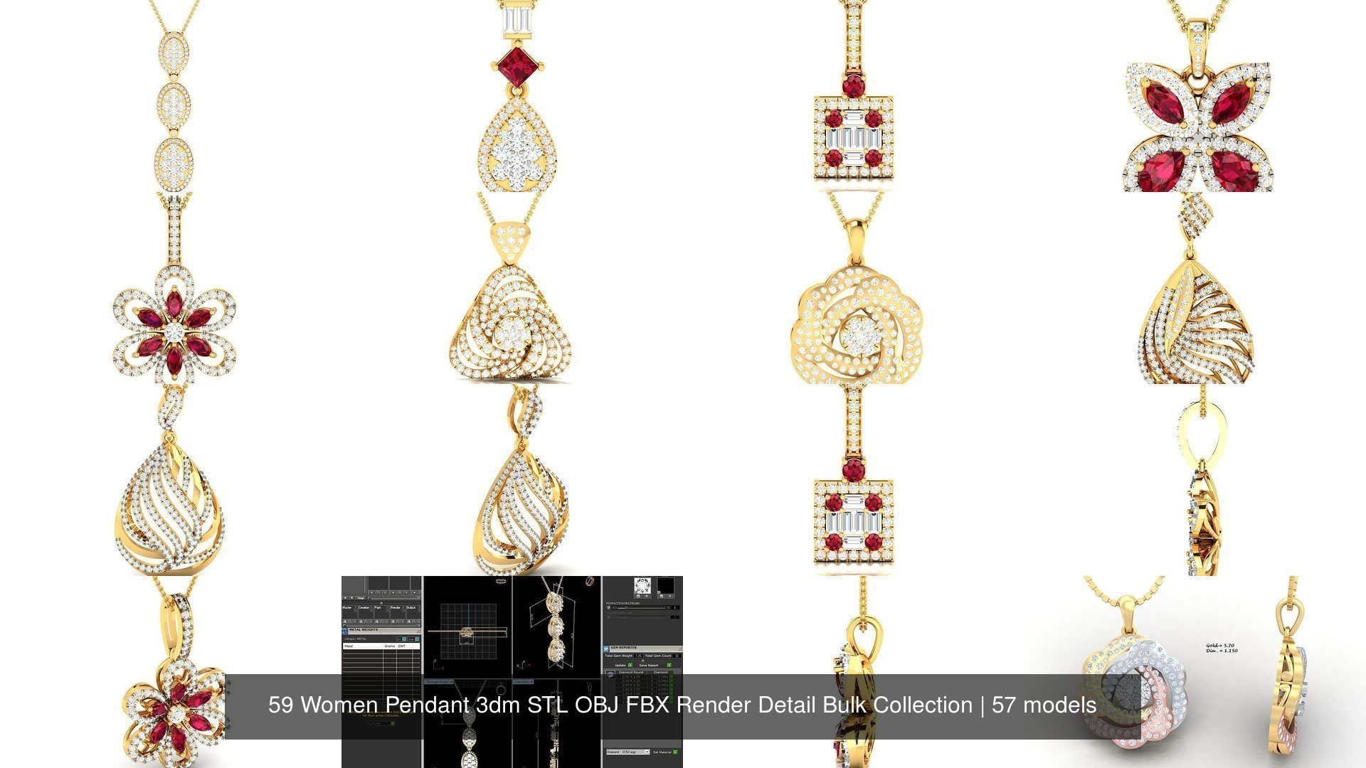 59 Women Pendant 3dm STL OBJ FBX Render Detail Bulk Collection _20