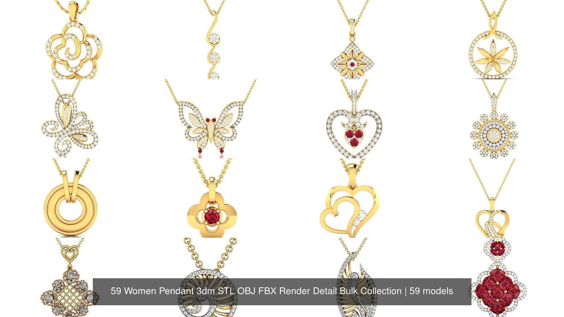 59 Women Pendant 3dm STL OBJ FBX Render Detail Bulk Collection _11