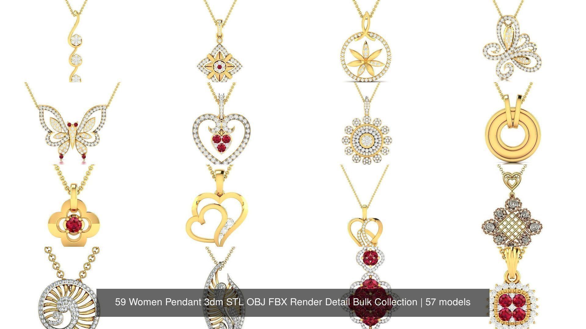 59 Women Pendant 3dm STL OBJ FBX Render Detail Bulk Collection _13