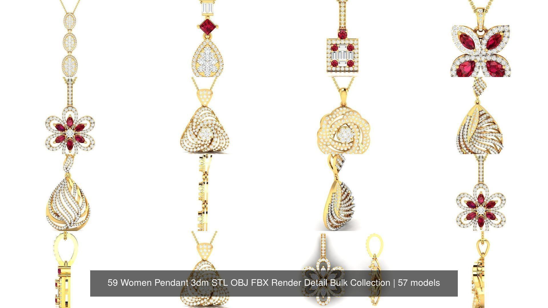 59 Women Pendant 3dm STL OBJ FBX Render Detail Bulk Collection _21