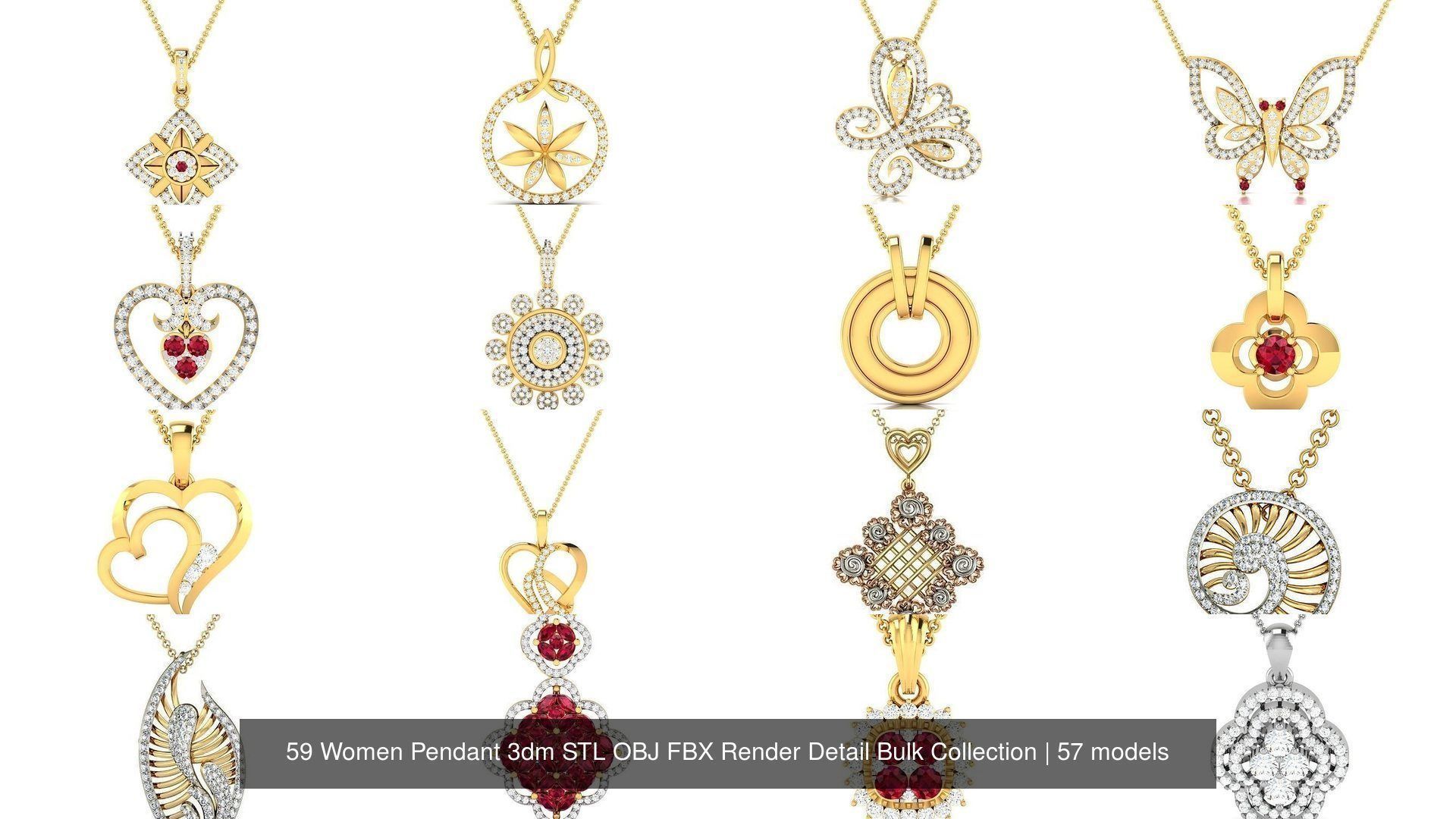 59 Women Pendant 3dm STL OBJ FBX Render Detail Bulk Collection _15