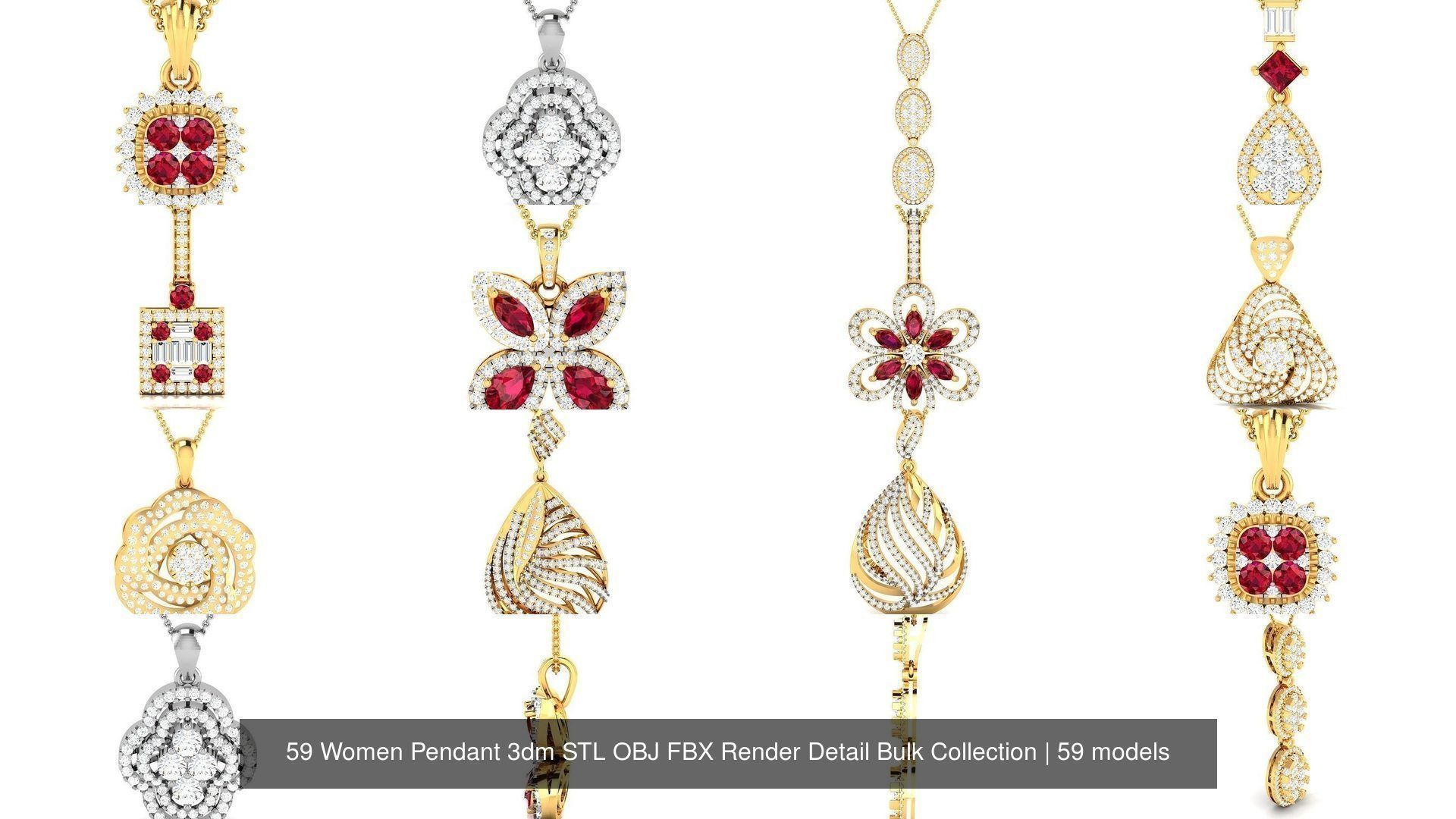 59 Women Pendant 3dm STL OBJ FBX Render Detail Bulk Collection _24