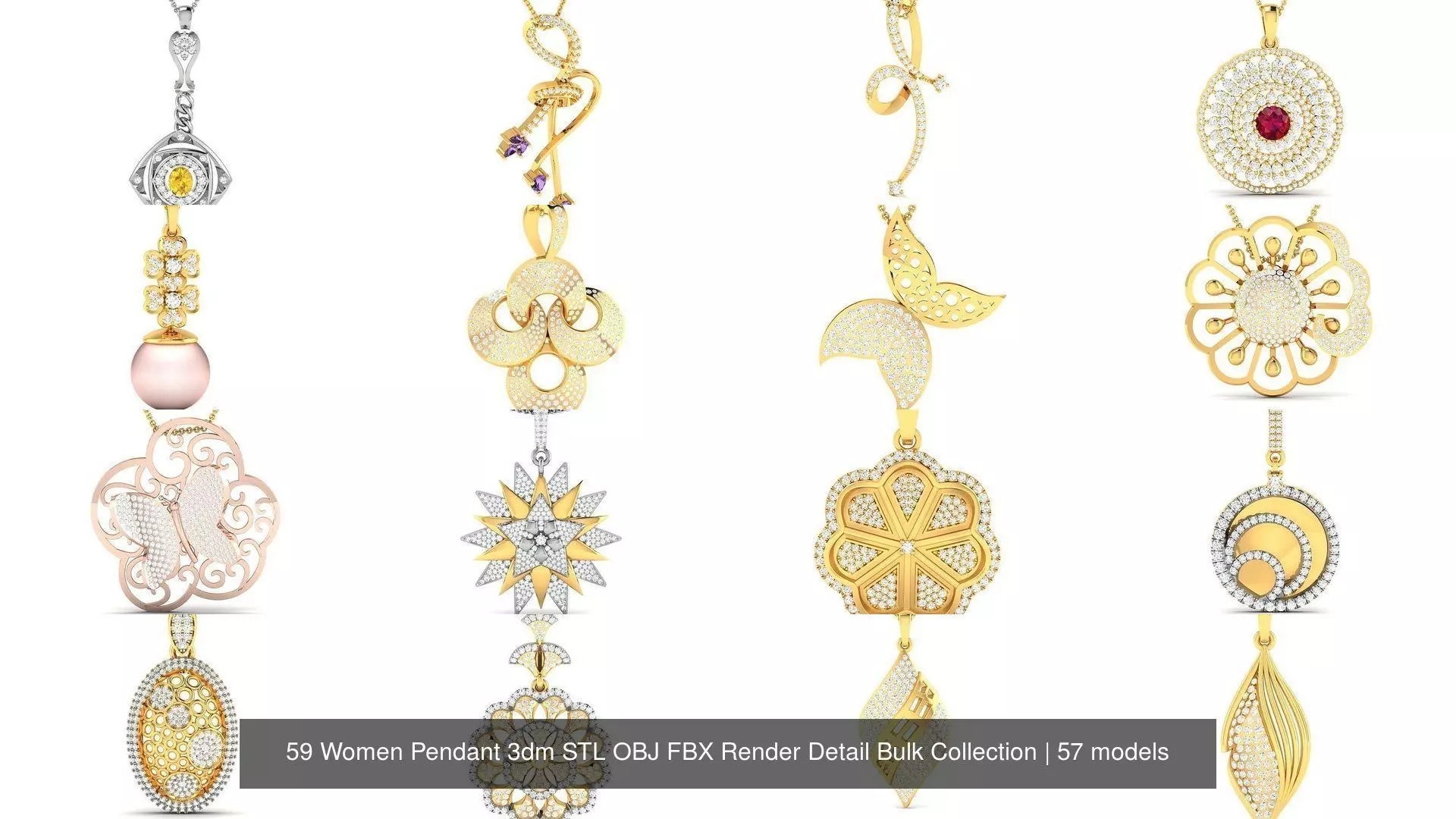 59 Women Pendant 3dm STL OBJ FBX Render Detail Bulk Collection _3