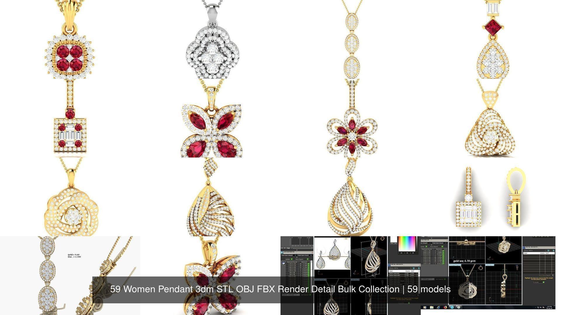59 Women Pendant 3dm STL OBJ FBX Render Detail Bulk Collection _23