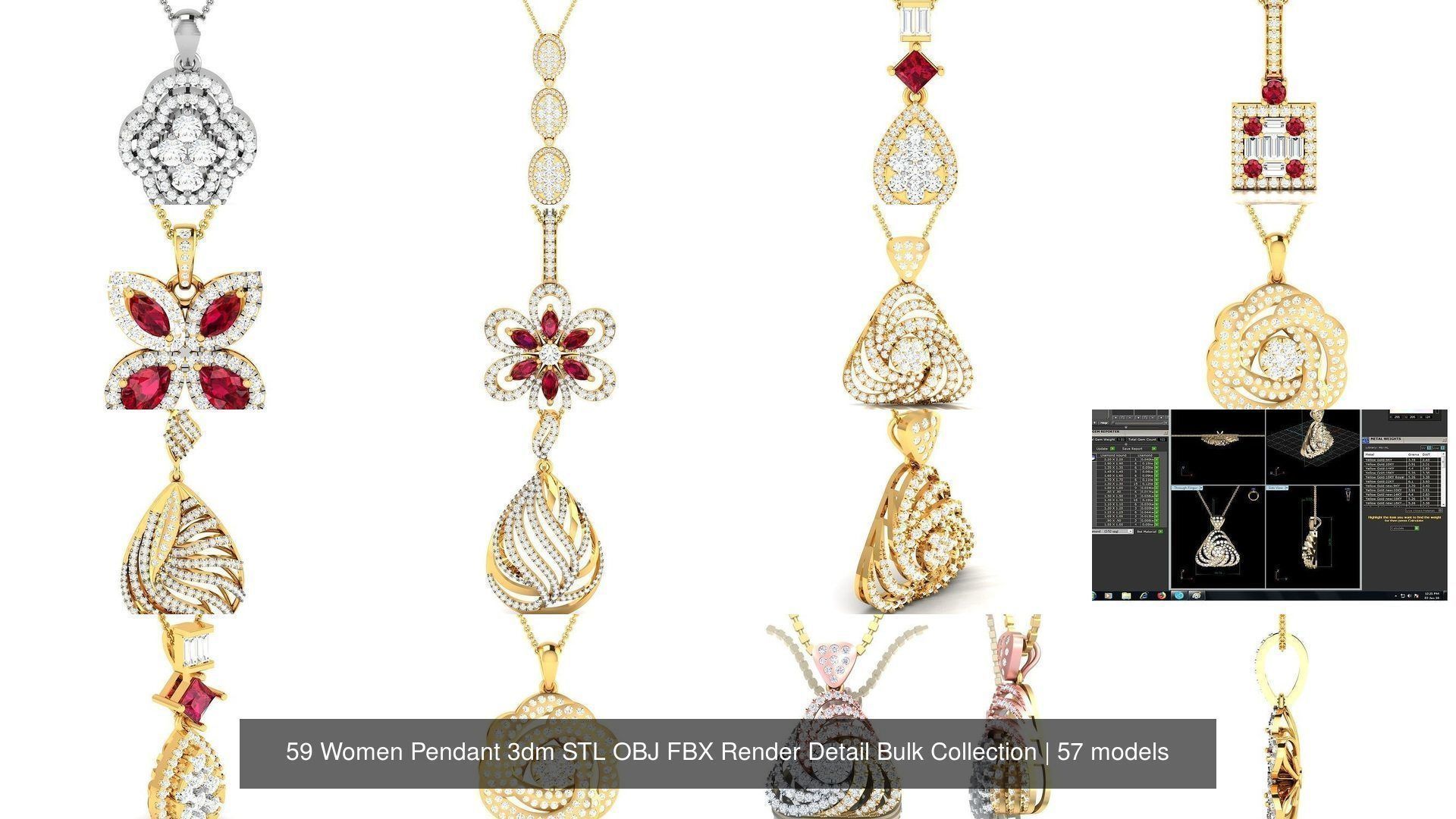 59 Women Pendant 3dm STL OBJ FBX Render Detail Bulk Collection _18