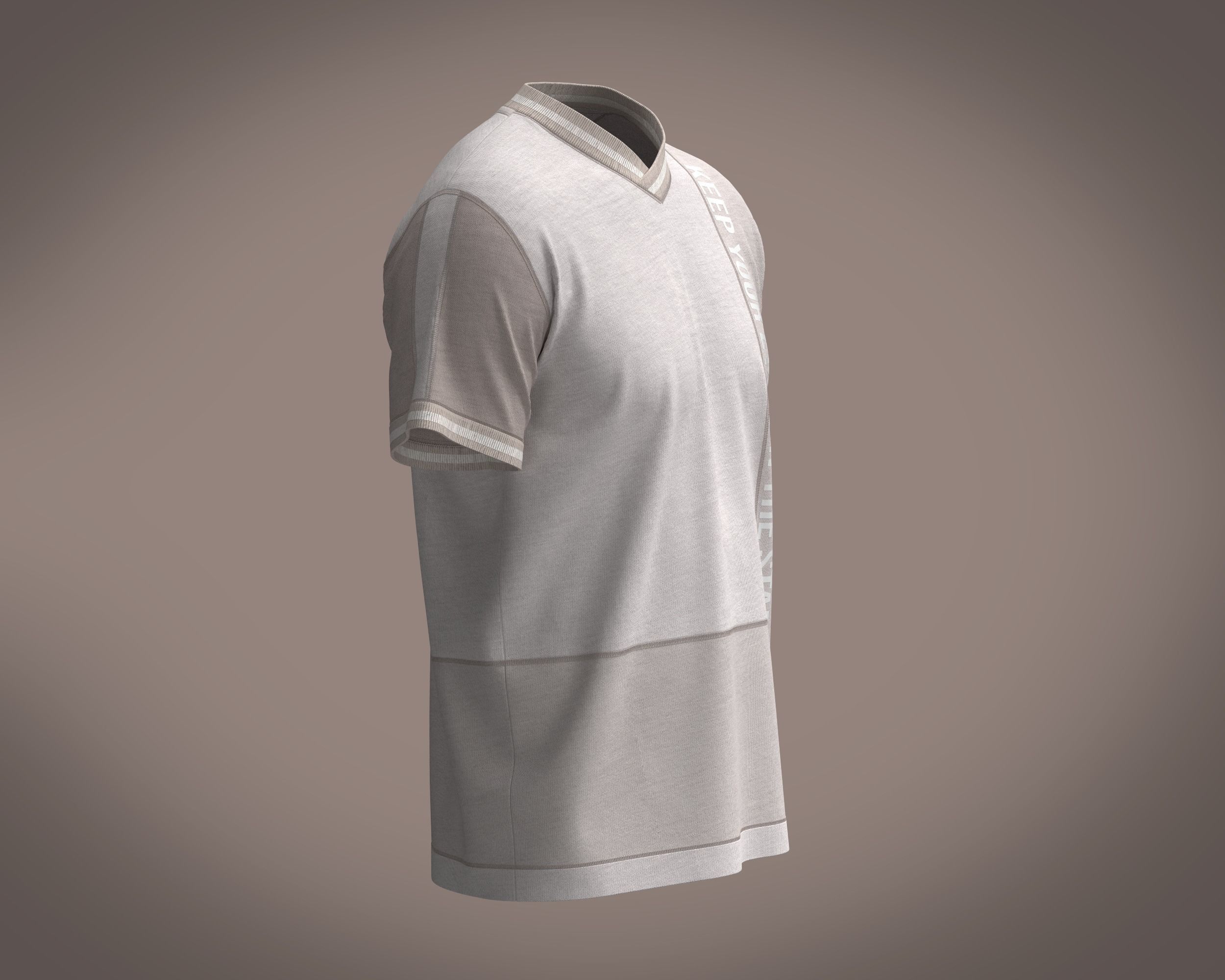 T-Shirt V- Neck Graphic 3D model_1
