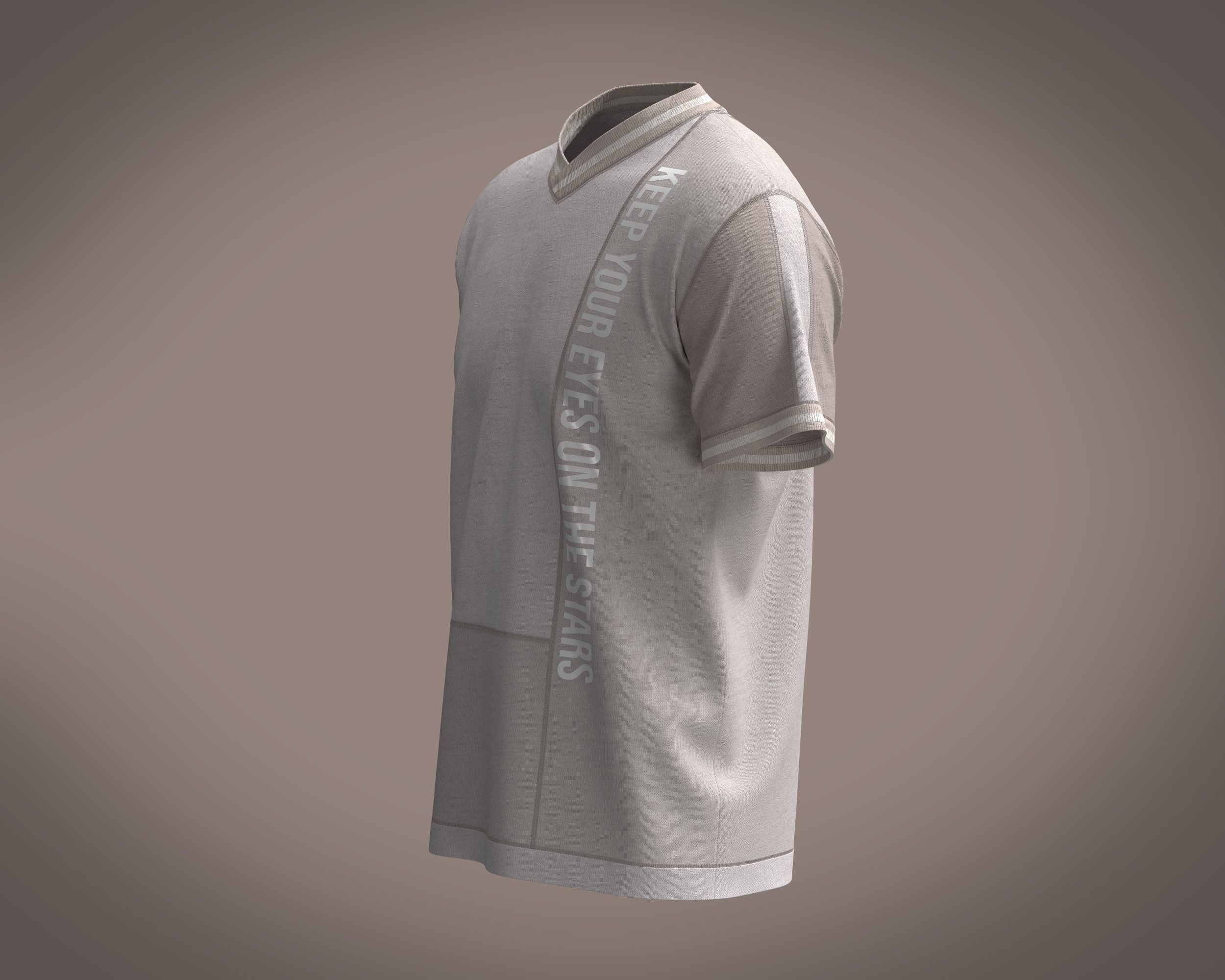 T-Shirt V- Neck Graphic 3D model_5