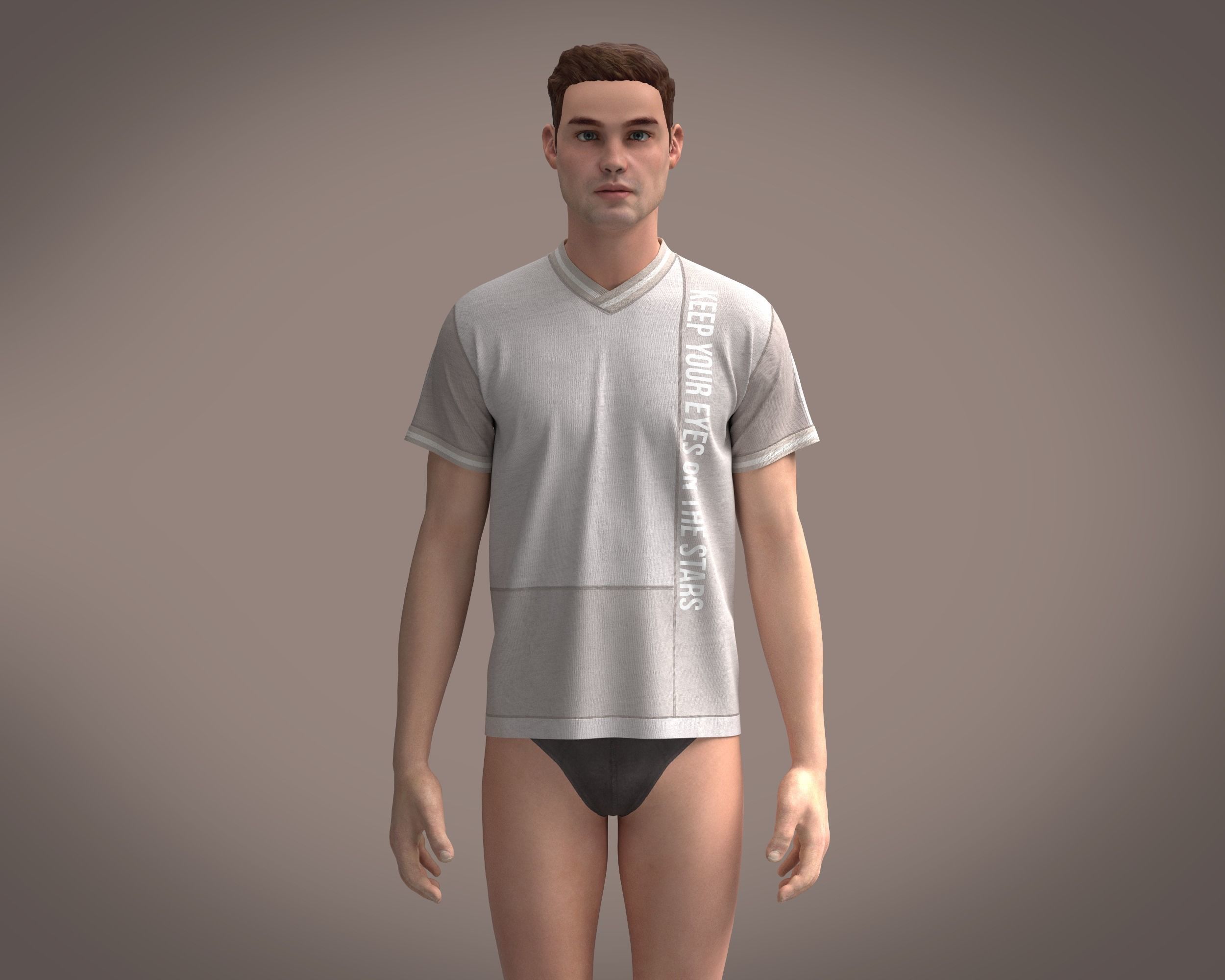 T-Shirt V- Neck Graphic 3D model_6