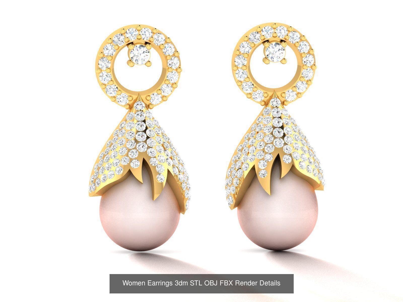 100 Women Earrings 3dm STL OBJ FBX Render Detail Bulk Collection _60