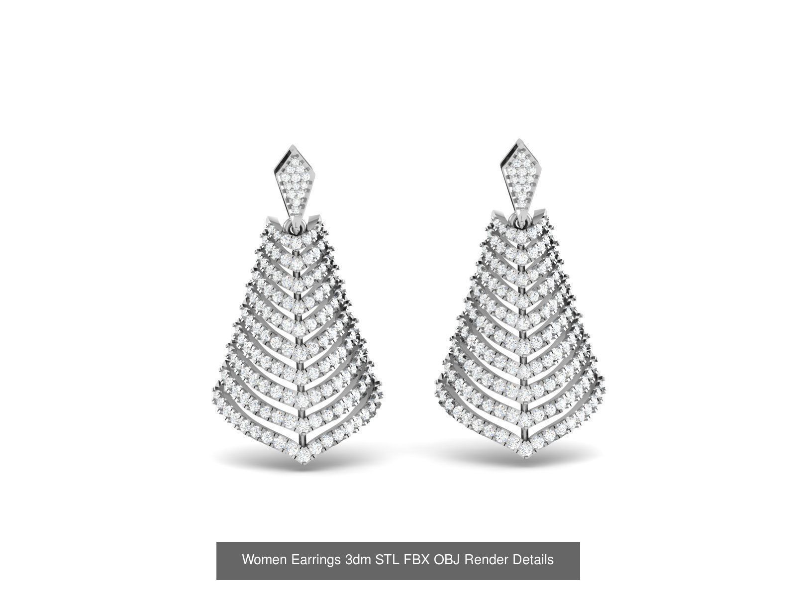 100 Women Earrings 3dm STL OBJ FBX Render Detail Bulk Collection _77