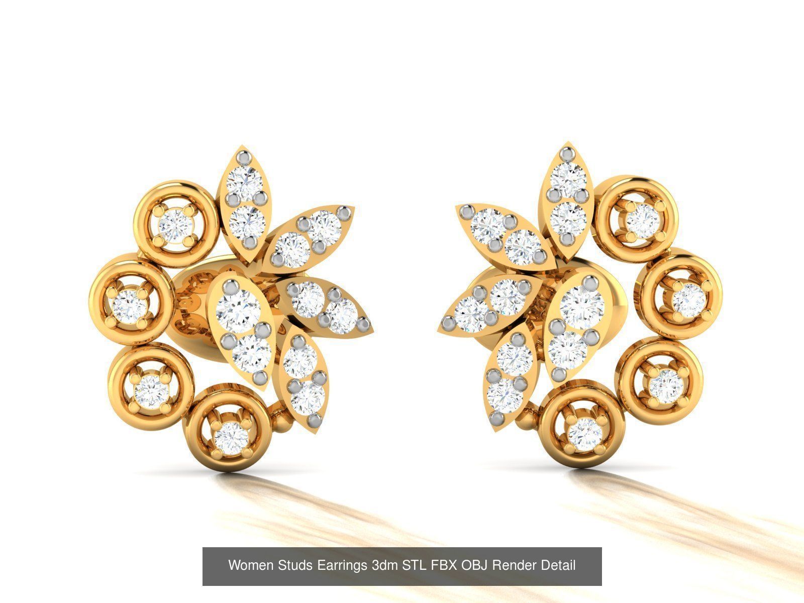 100 Women Earrings 3dm STL OBJ FBX Render Detail Bulk Collection _25