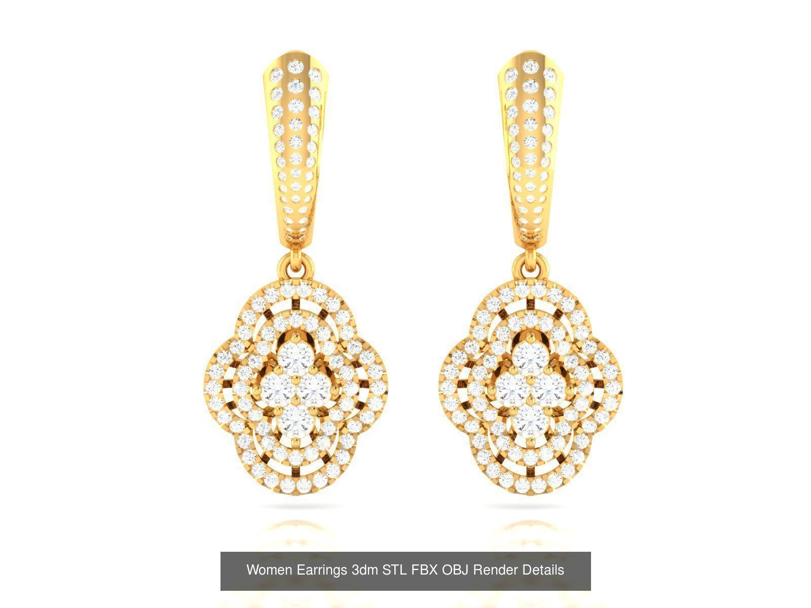 100 Women Earrings 3dm STL OBJ FBX Render Detail Bulk Collection _116