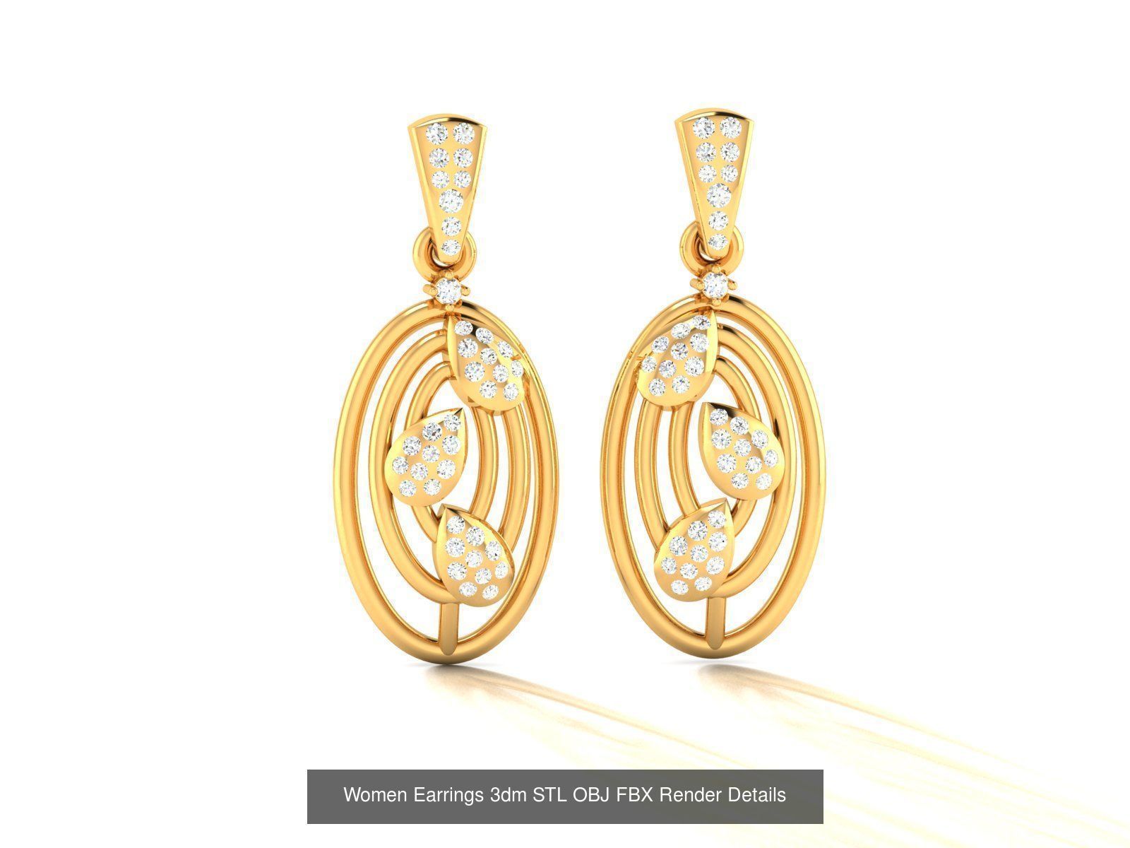 100 Women Earrings 3dm STL OBJ FBX Render Detail Bulk Collection _70