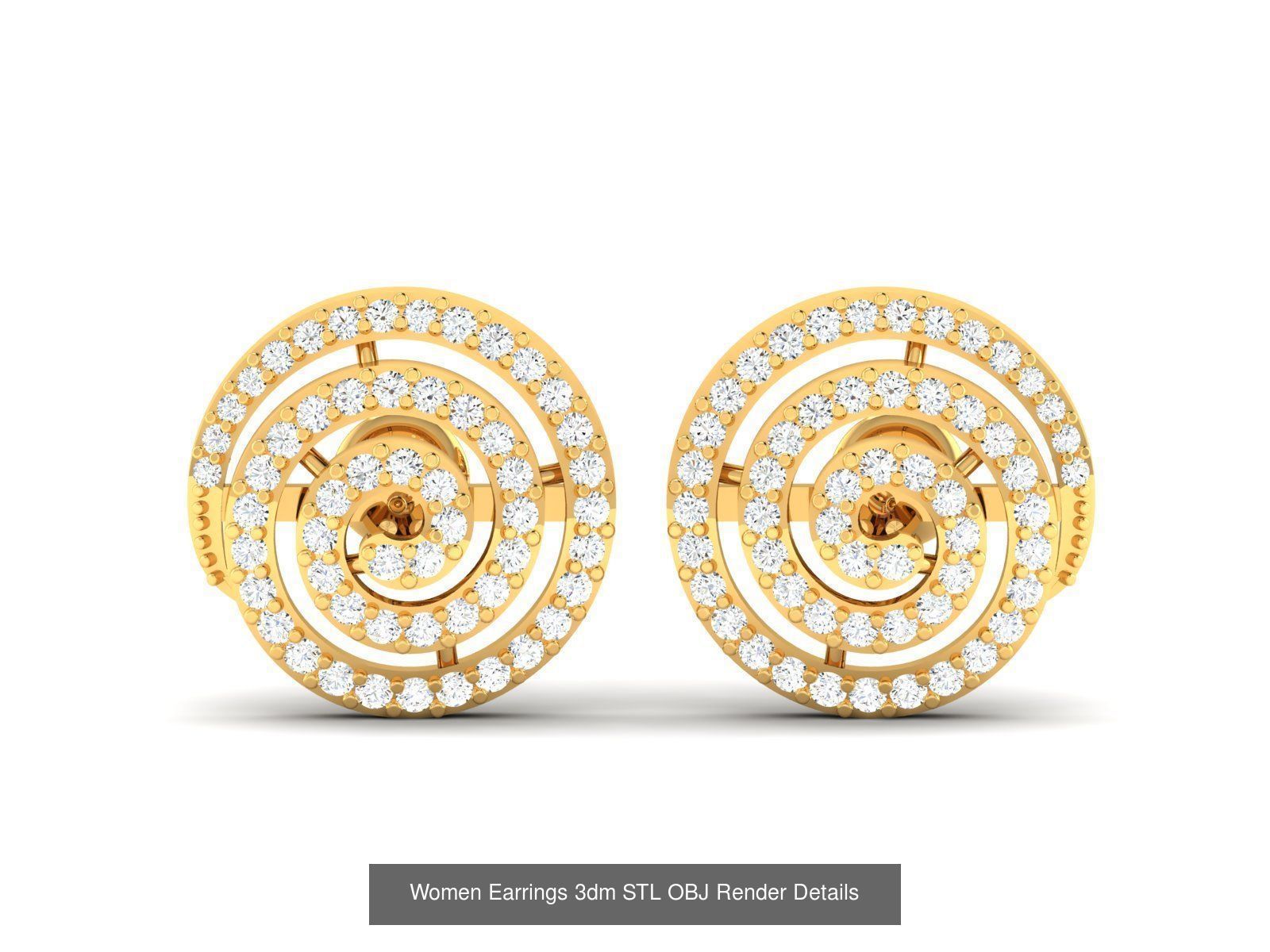 100 Women Earrings 3dm STL OBJ FBX Render Detail Bulk Collection _42