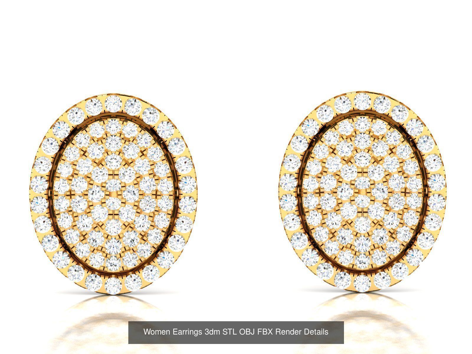 100 Women Earrings 3dm STL OBJ FBX Render Detail Bulk Collection _50