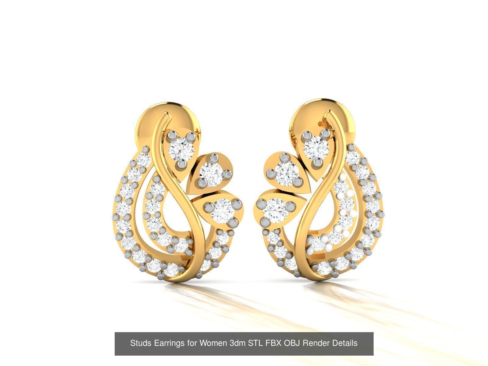 100 Women Earrings 3dm STL OBJ FBX Render Detail Bulk Collection _30