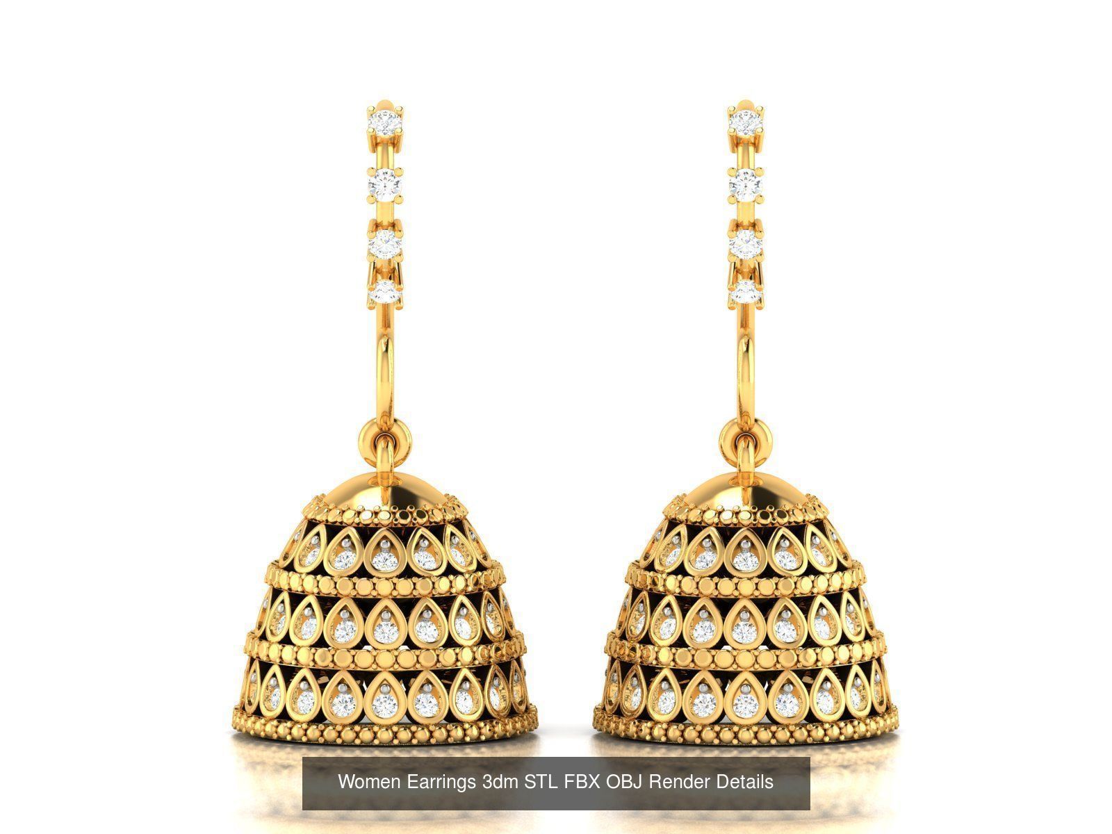 100 Women Earrings 3dm STL OBJ FBX Render Detail Bulk Collection _88