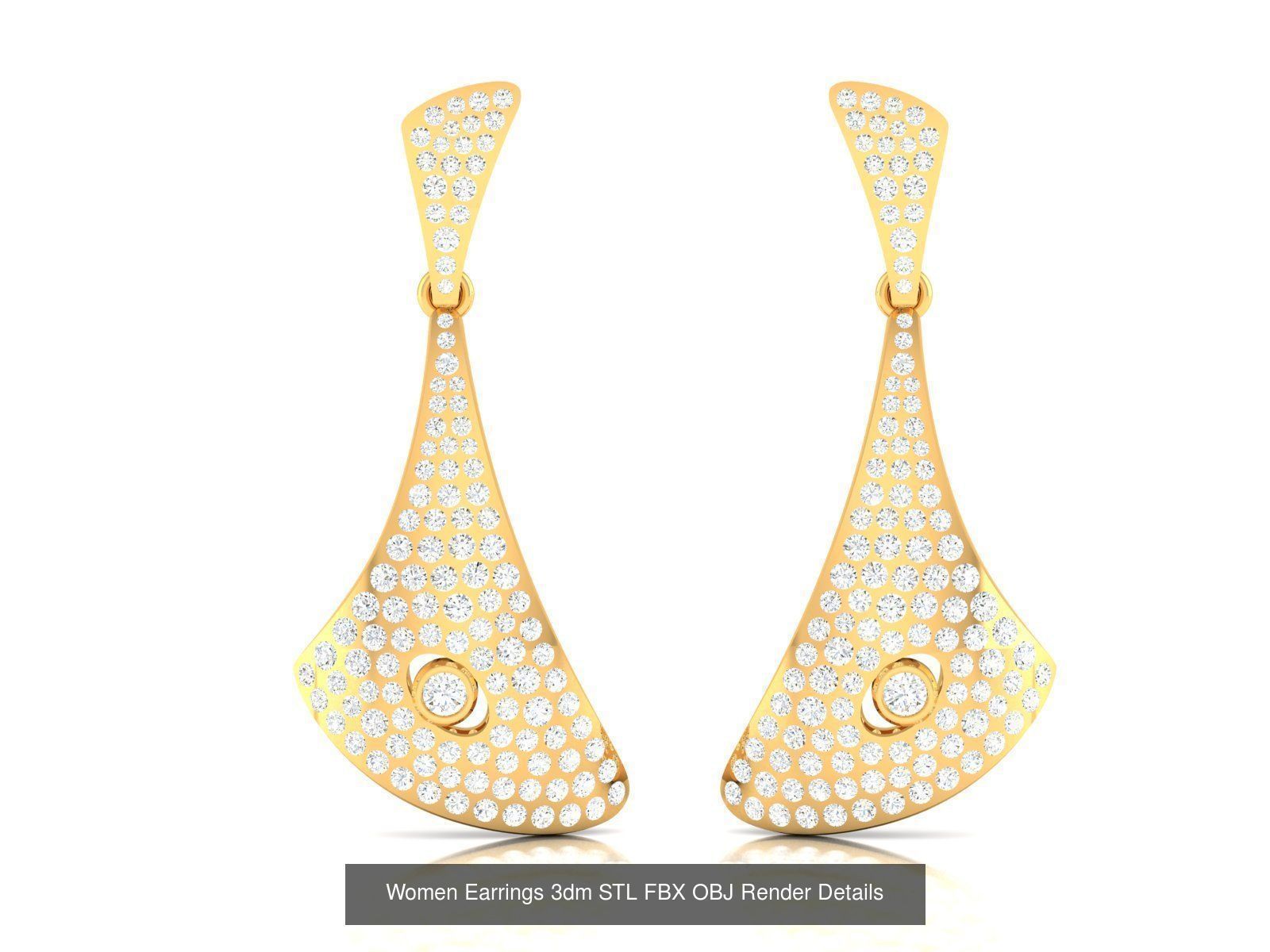 100 Women Earrings 3dm STL OBJ FBX Render Detail Bulk Collection _75