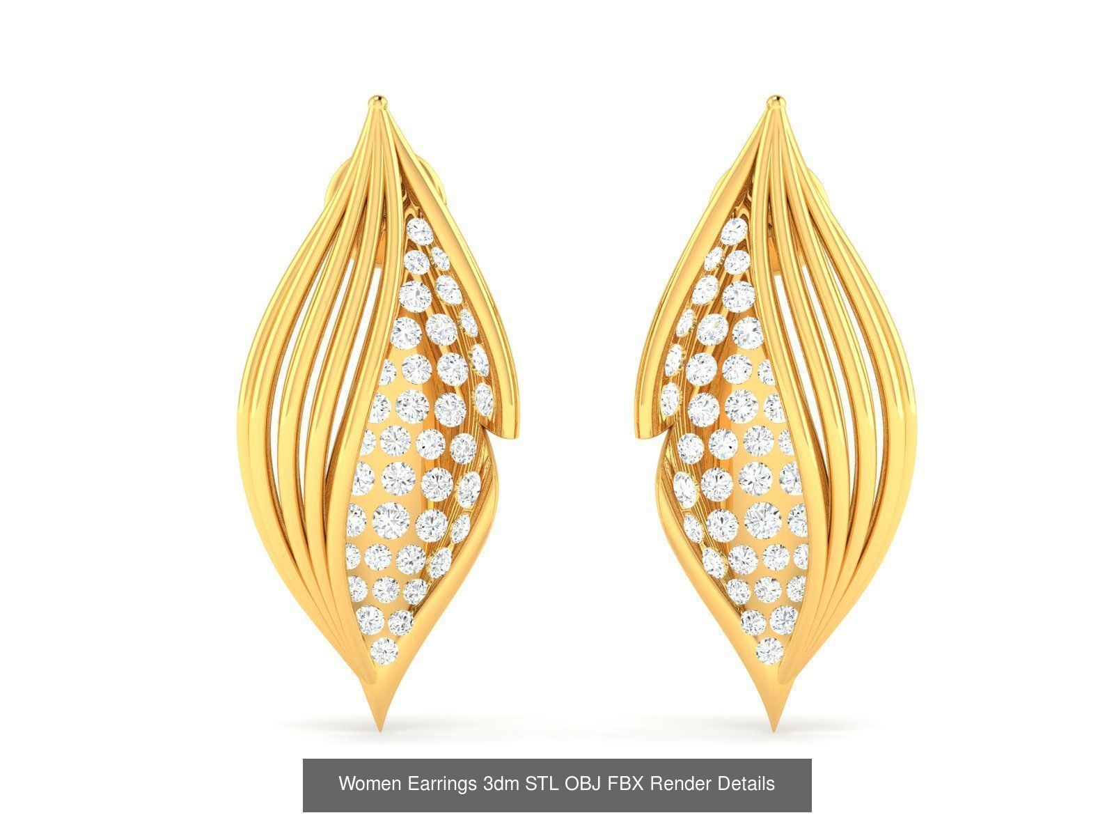 100 Women Earrings 3dm STL OBJ FBX Render Detail Bulk Collection _67