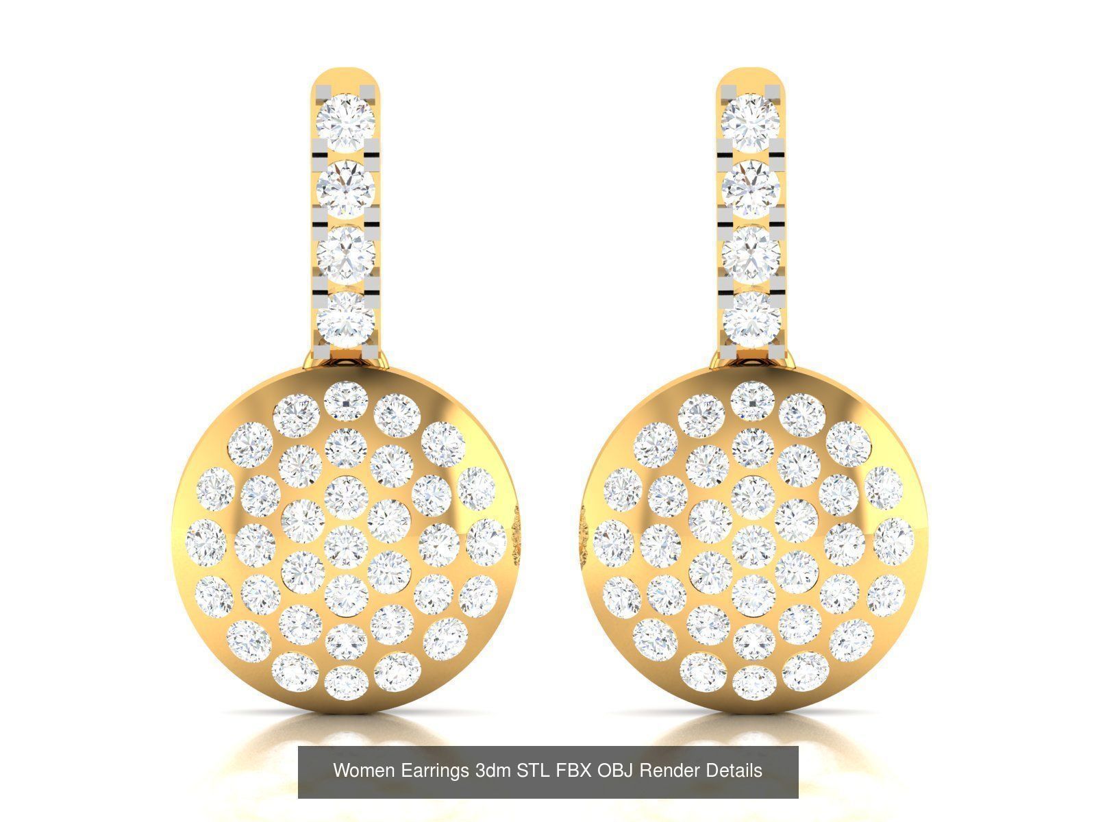 100 Women Earrings 3dm STL OBJ FBX Render Detail Bulk Collection _95