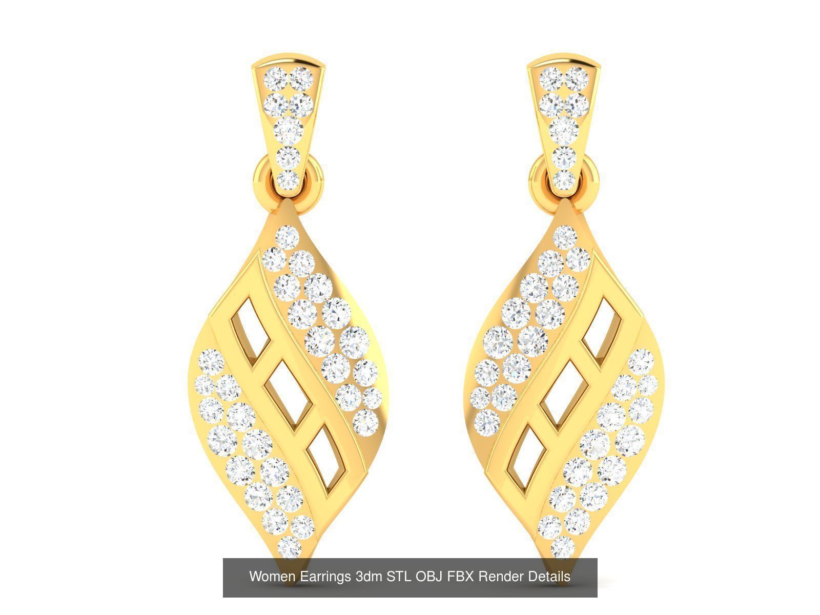 100 Women Earrings 3dm STL OBJ FBX Render Detail Bulk Collection _66