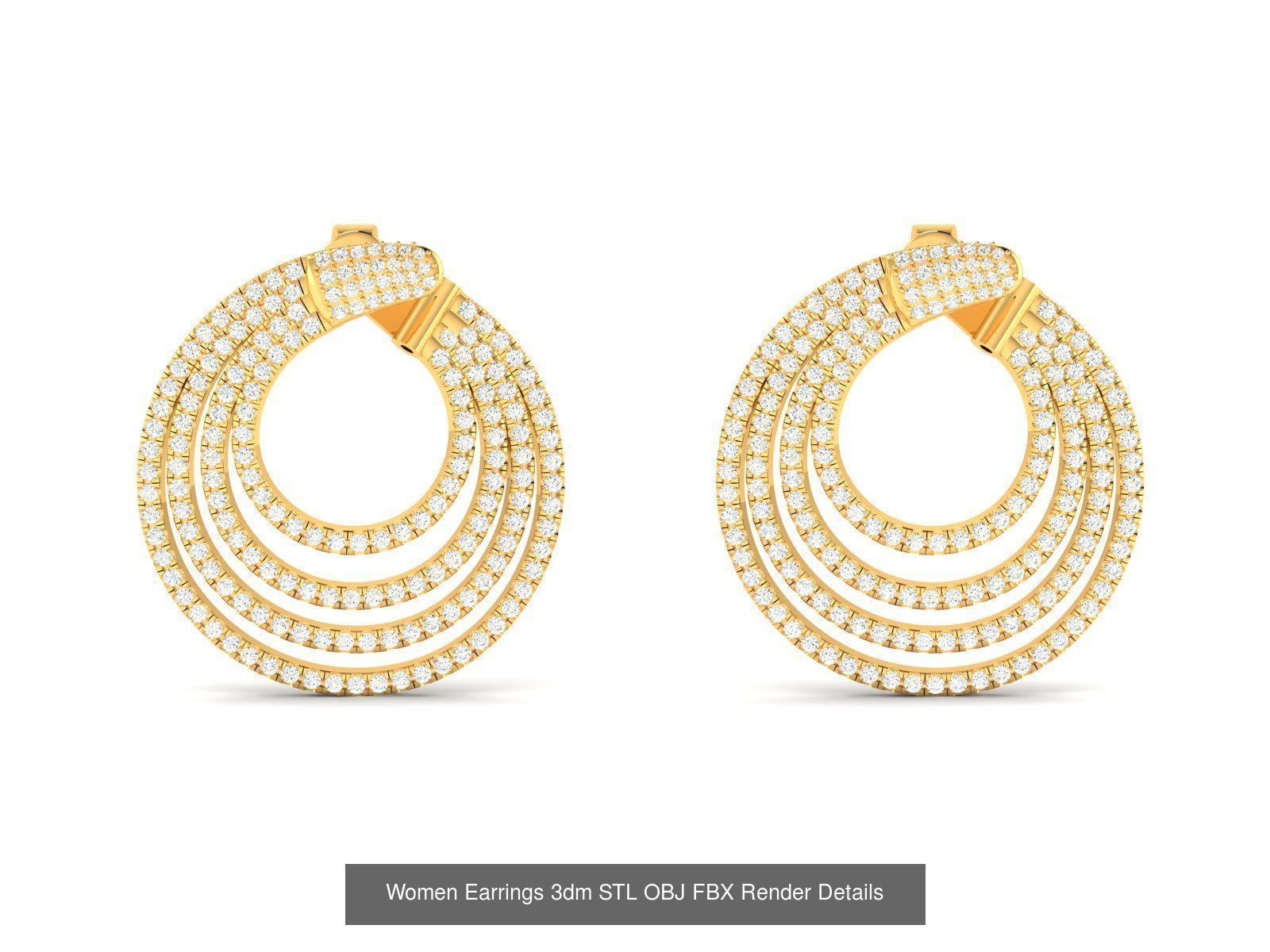 100 Women Earrings 3dm STL OBJ FBX Render Detail Bulk Collection _45