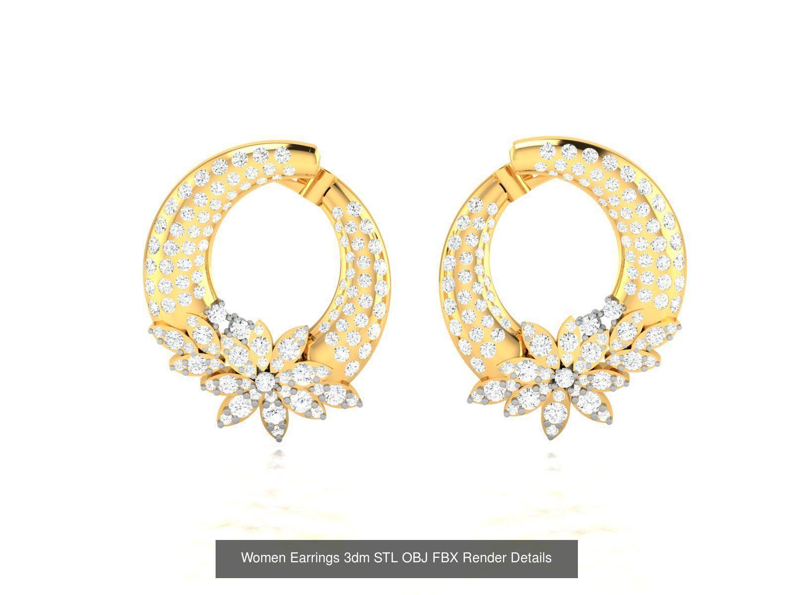100 Women Earrings 3dm STL OBJ FBX Render Detail Bulk Collection _53