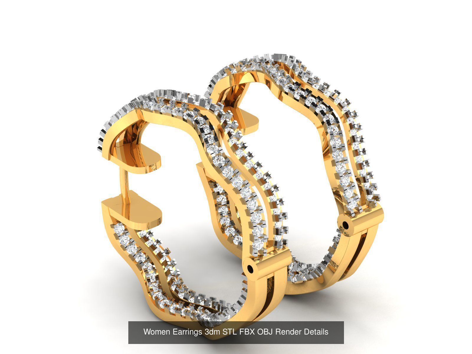 100 Women Earrings 3dm STL OBJ FBX Render Detail Bulk Collection _98