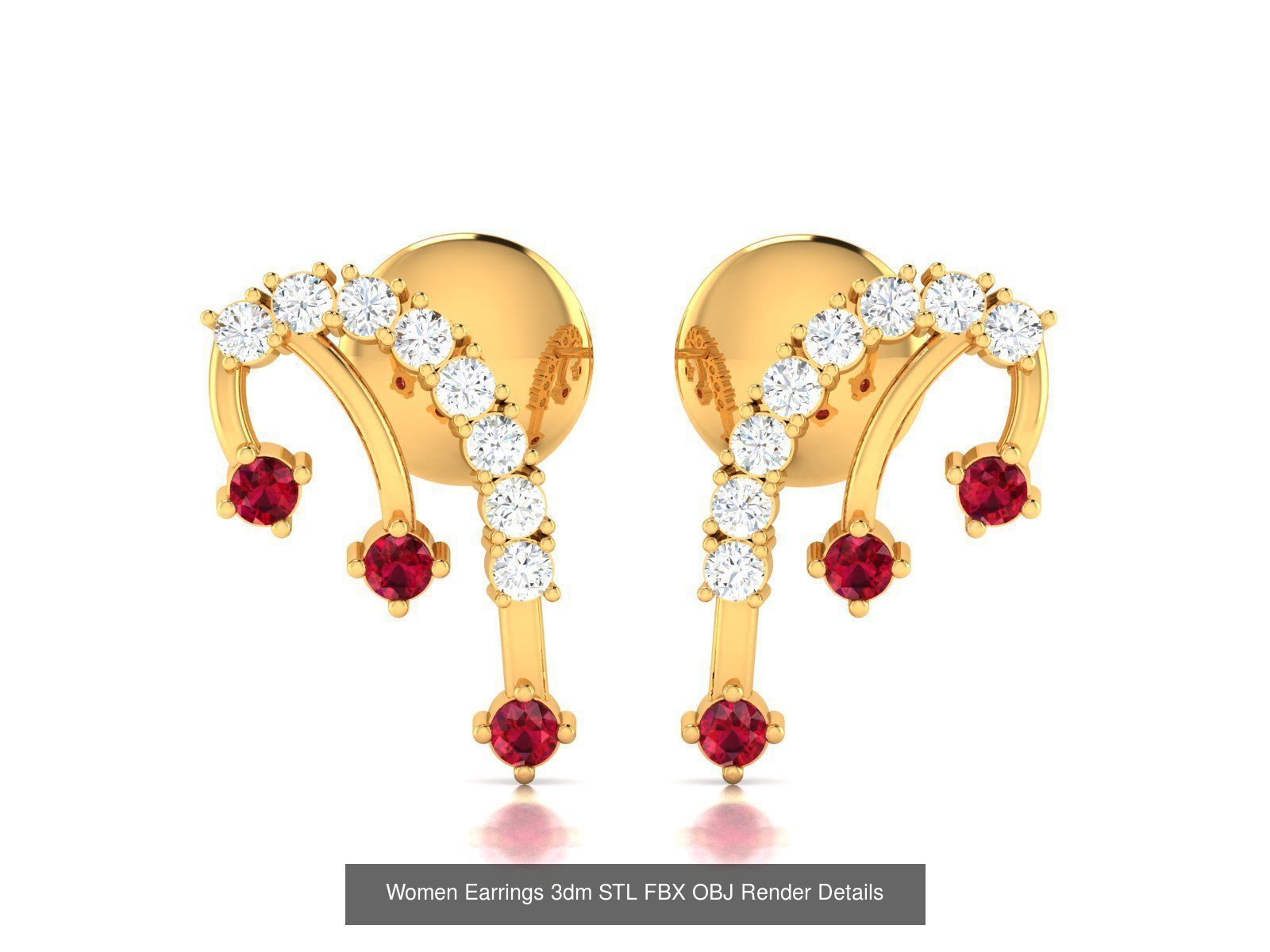 100 Women Earrings 3dm STL OBJ FBX Render Detail Bulk Collection _82