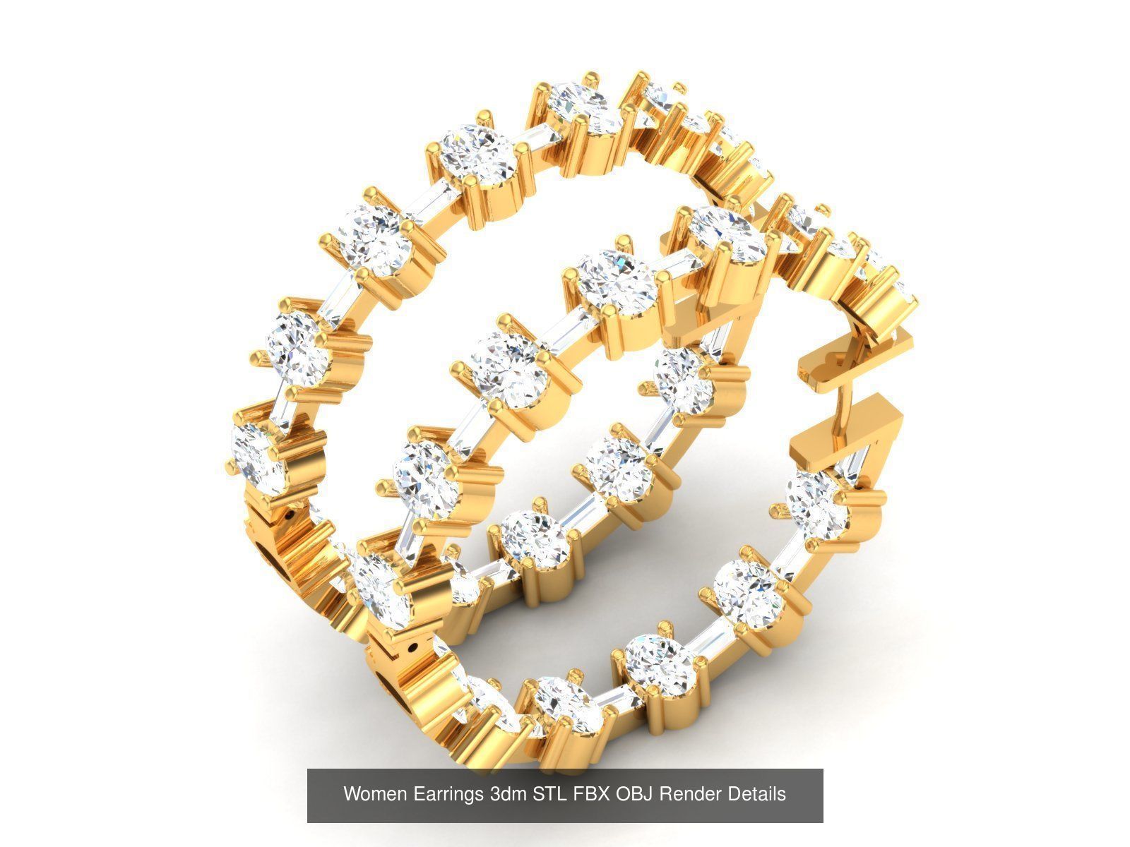 100 Women Earrings 3dm STL OBJ FBX Render Detail Bulk Collection _86
