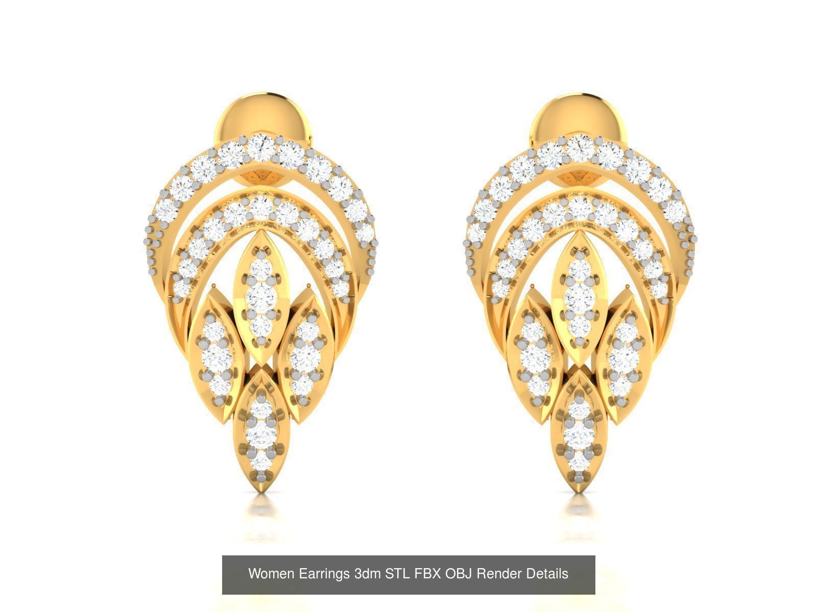 100 Women Earrings 3dm STL OBJ FBX Render Detail Bulk Collection _83