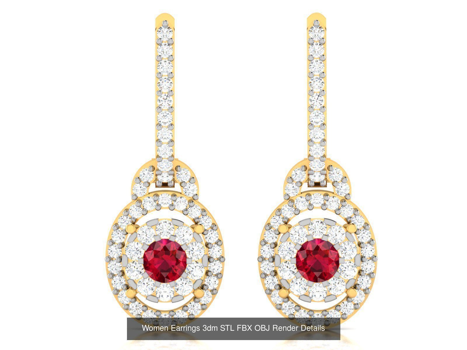 100 Women Earrings 3dm STL OBJ FBX Render Detail Bulk Collection _92