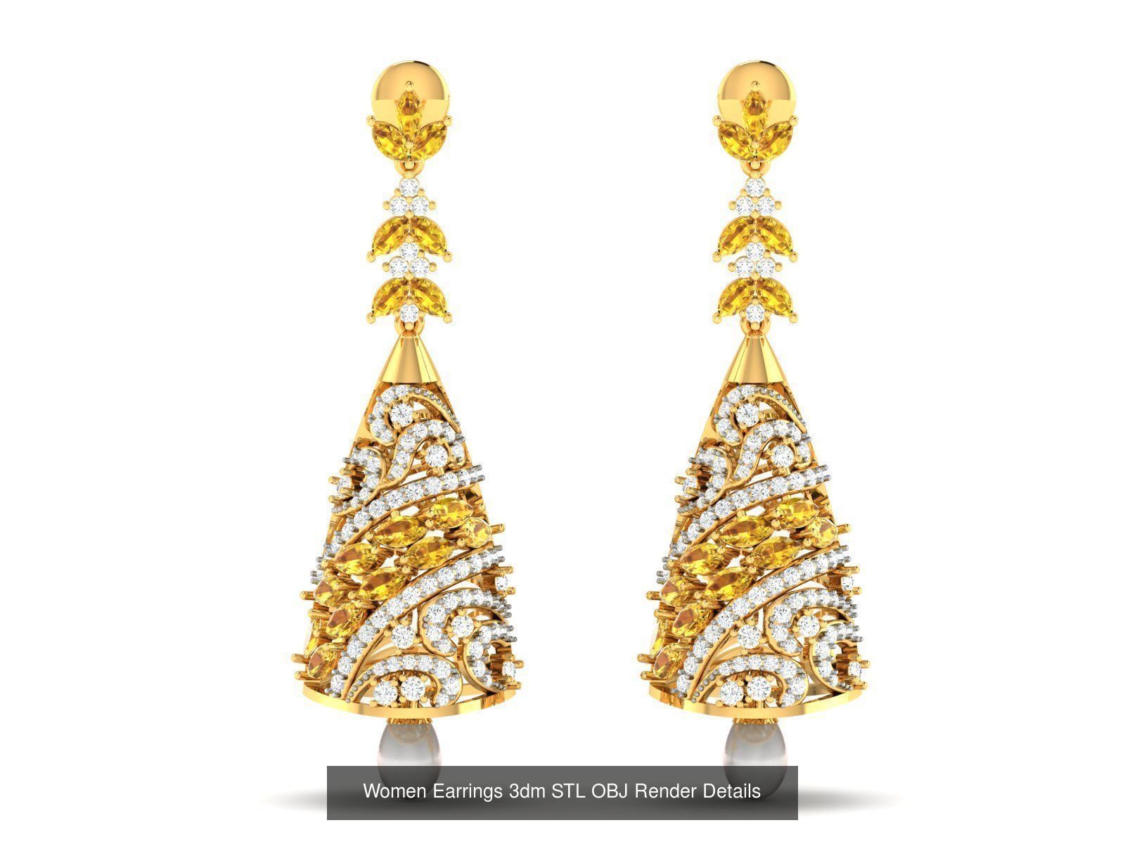100 Women Earrings 3dm STL OBJ FBX Render Detail Bulk Collection _41