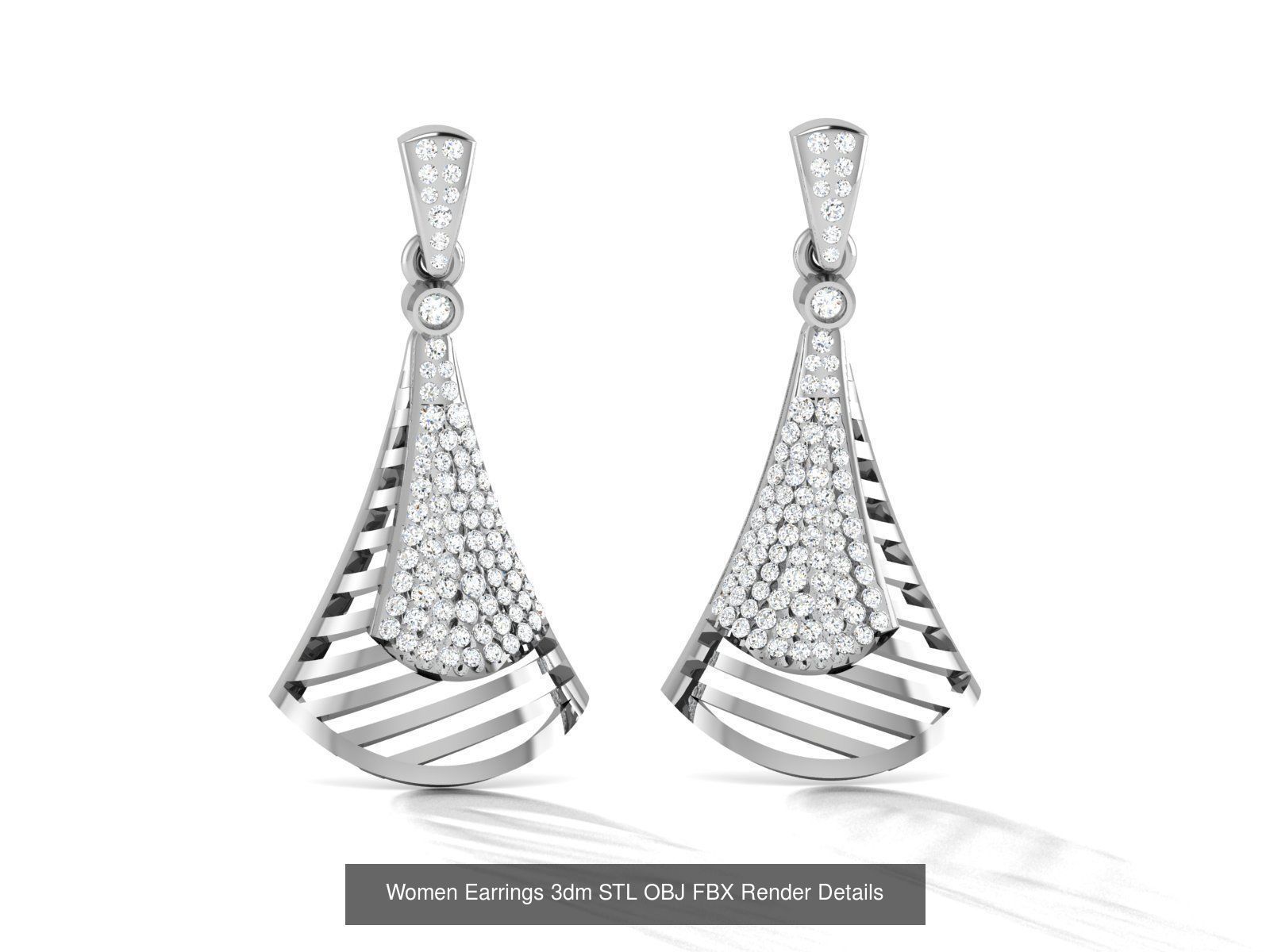 100 Women Earrings 3dm STL OBJ FBX Render Detail Bulk Collection _68