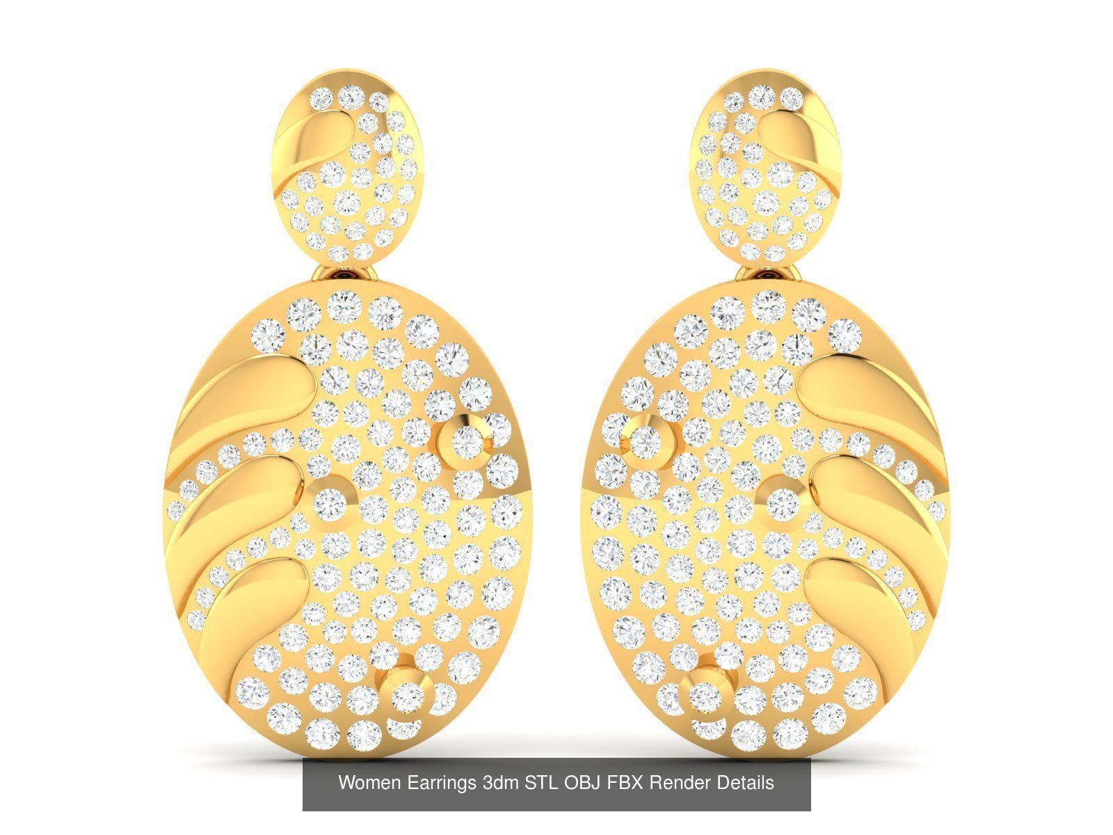 100 Women Earrings 3dm STL OBJ FBX Render Detail Bulk Collection _65