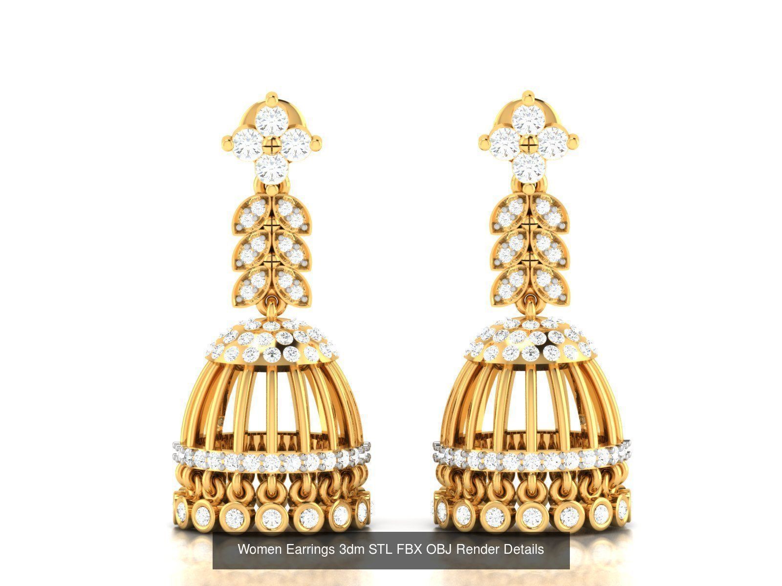 100 Women Earrings 3dm STL OBJ FBX Render Detail Bulk Collection _89