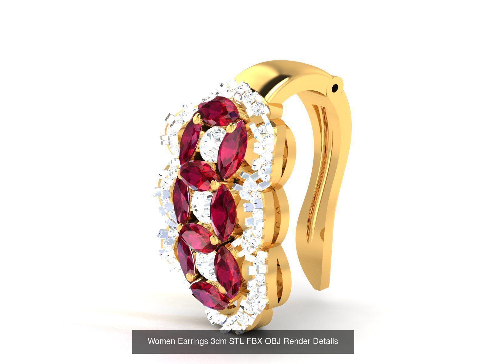 100 Women Earrings 3dm STL OBJ FBX Render Detail Bulk Collection _115