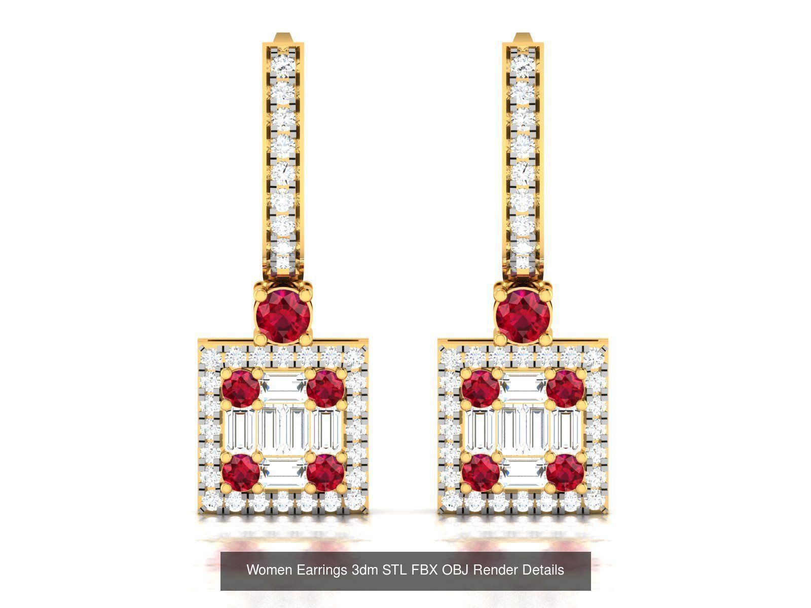 100 Women Earrings 3dm STL OBJ FBX Render Detail Bulk Collection _120